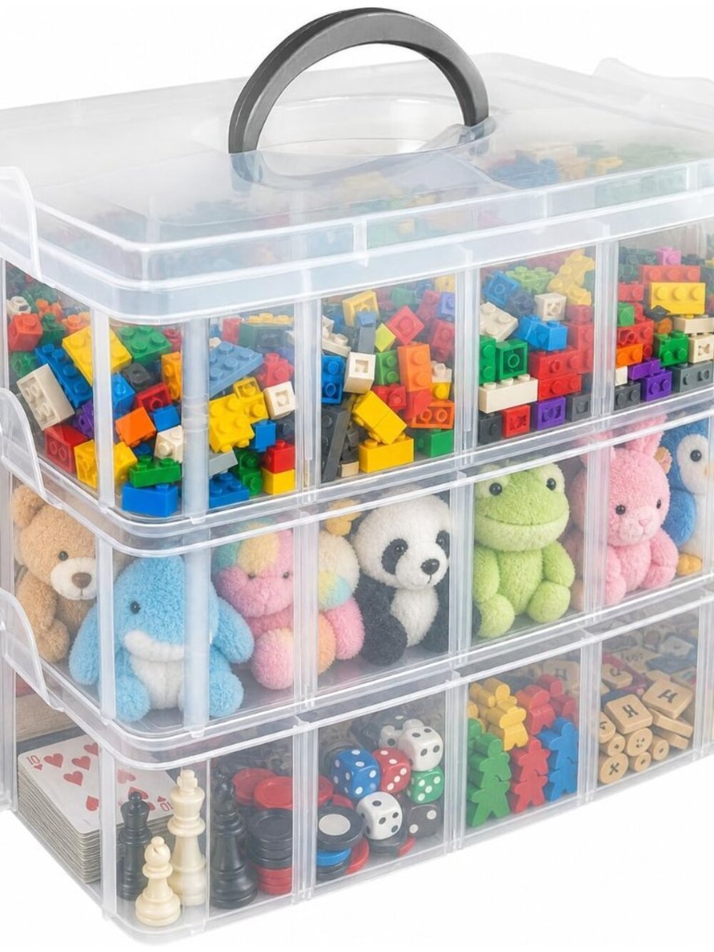 3-Tier Bead Organizers and Storage with 30 Adjustable Compartments